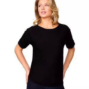 NWT Melissa Paige Women's Button Detail Dolman Short-Sleeve Sweater